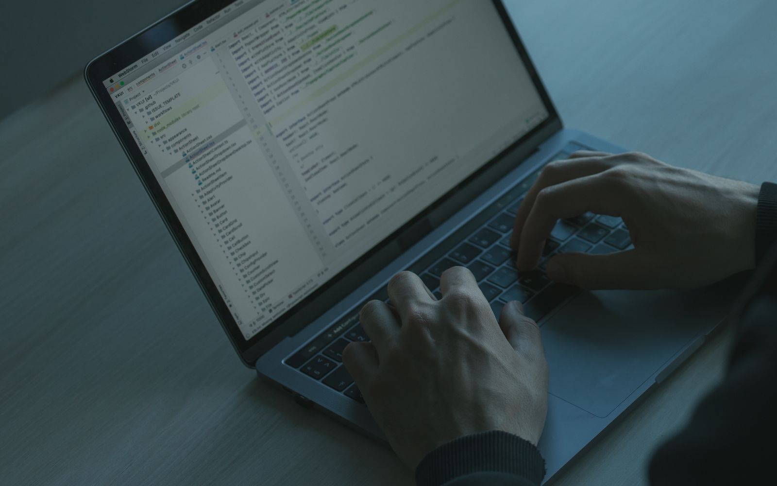 Professional working on a laptop representing endpoint controls and protection of user data.